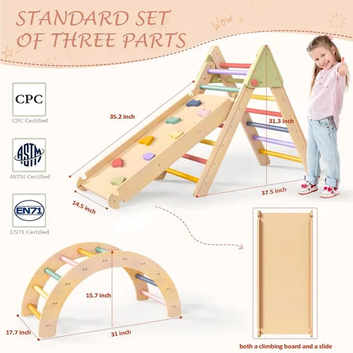 Juego De Juguetes De Escalada Aiwo Pikler Triangle 7 En 1 Pa