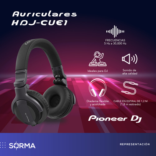 Imagen 2 de 8 de Auriculares Pioneer Hdj-cue1 Negro Flexible Resistente