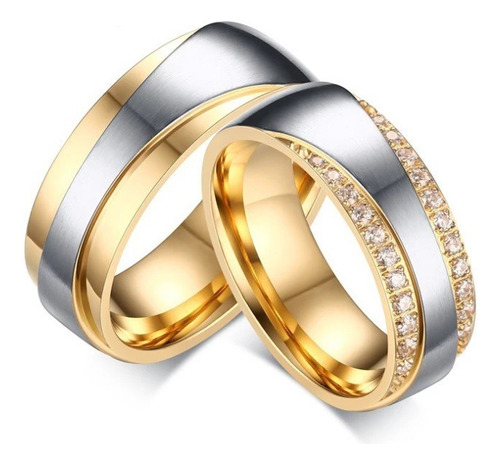 Argollas Matrimonio Acero  Dorado/plata Forma Round