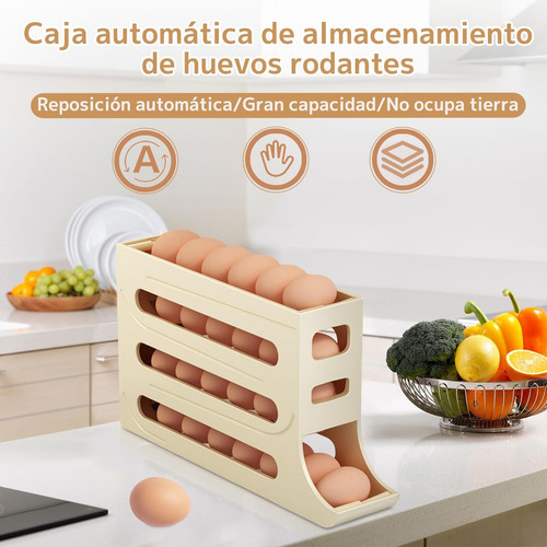 Caja Almacenamiento Huevos Para Refrigerador, Estante Ruedas