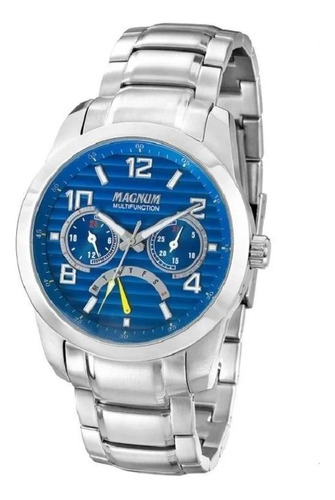 Relógio Magnum Masculino Multifunção Ma32630f Azul Aço