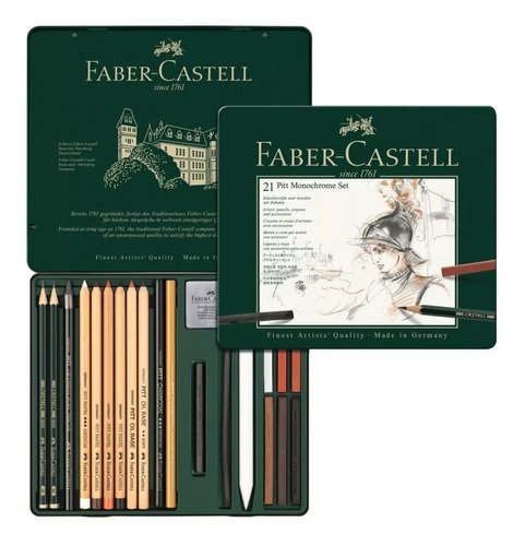 Conjunto monocromático Faber Castell Pitt X 21 elementos