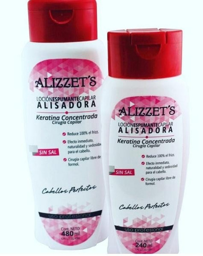 Loción Espum. Capilar Alisador Keratina Alizzets 480ml-vicky