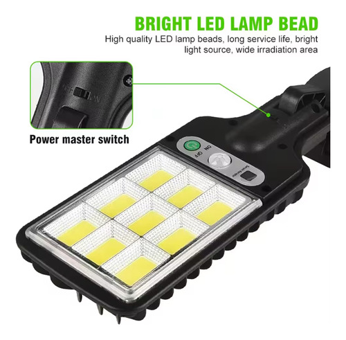 Lampara Solar Para Exterior 3 Modos D Luz, Ip65, Con Control