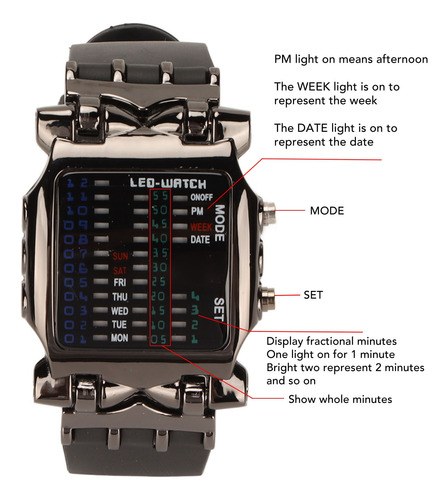 Imagen 5 de 10 de Reloj Binario Con Pantalla Digital Led Colorida