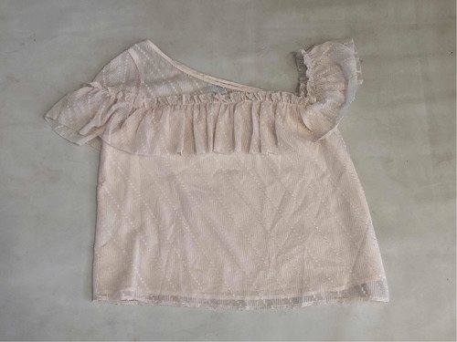 Blusa Bebe Importada Un Hombro Gasa Talle L Blanca