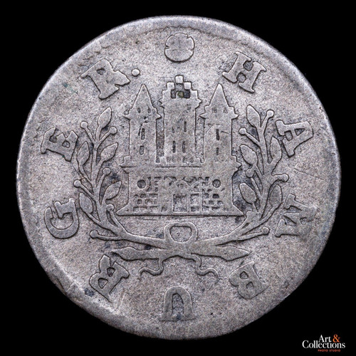 Hamburgo, Alemania, Schilling, 1726. Plata. Vf- 