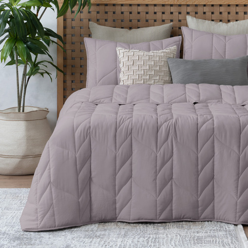 Edredón Duvet Trenzado Matrimonial Con Fundas De Almohada Esquimal | Textura Tipo Lino, Lavanda