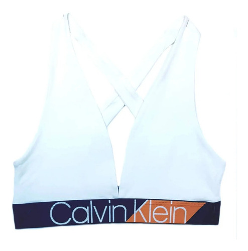 Conjunto Calcinha E Sutiã Top Alças Cruzada Calvin Klein Elm