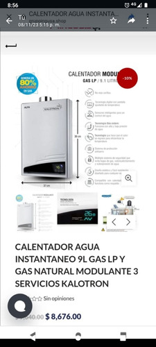 Calentador De Agua Instantáneo De 9l Gas Lp Y Gas Natural Mo