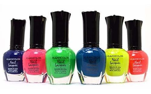 Esmalte De Uñas - 6 Neon Burst Nail Polish Lime Green Pink O