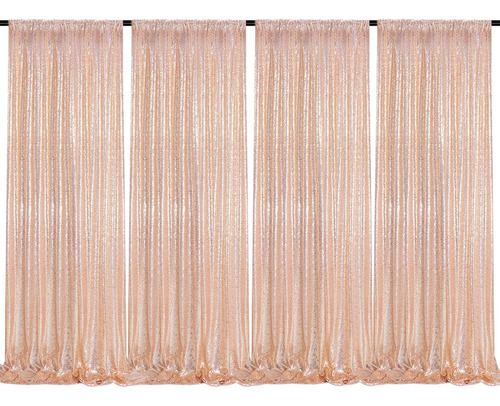 Cortinas De Fondo De Lentejuelas Color Oro Rosa, Paquete De 