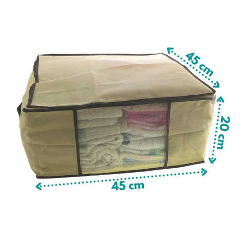 Imagem 3 de 10 de Kit 3 Caixa Organizadora Closet Roupas Coberta 45x45x20cm Edredom Travesseiro Casacos Armário Guarda Roupas Flexível