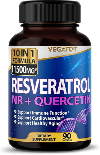 Vegatot | 10 In 1 Resveratrol Quercetin | 11,500mg | 90 Caps