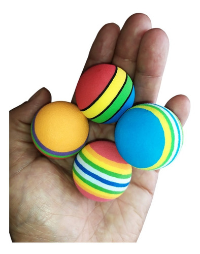 Set De 4 Pelotas De Espojas Coloridas Para Gatos, Mascotas