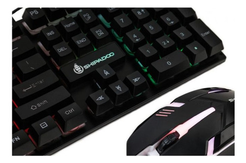 Kit Teclado Gamer Con Mouse Rgb Negro D500