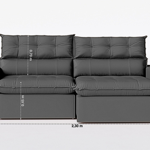 Sofá 230 Cm Retrátil E Reclinável Molas Ensacadas Be