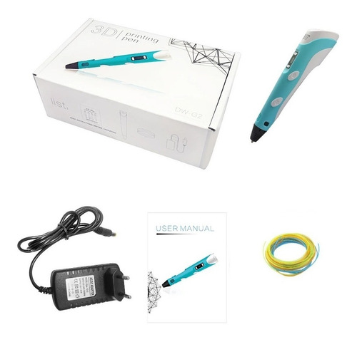 Lápiz 3d Impresora Modelado Plastico Lcd + Filamentos Azul