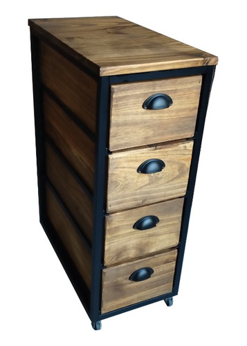 Imagen 1 de 4 de Cajonera Industrial Escritorio Pc Movil Hierro 30x55x78cm