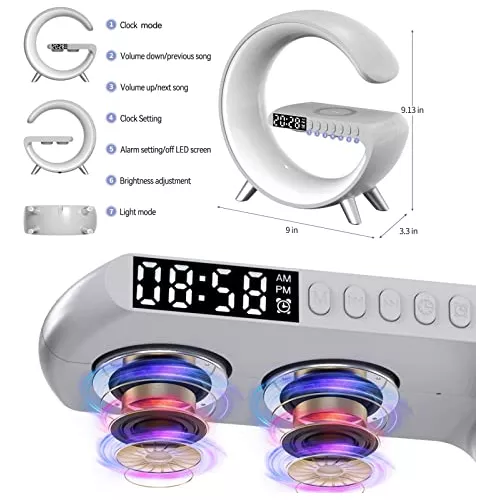 Máquina de sonido Luz inteligente Despertador Amanecer Despertador Luz  despertador para dormitorios Lámpara de mesa regulable con cargador  inalámbrico rápido Reloj despertador para H