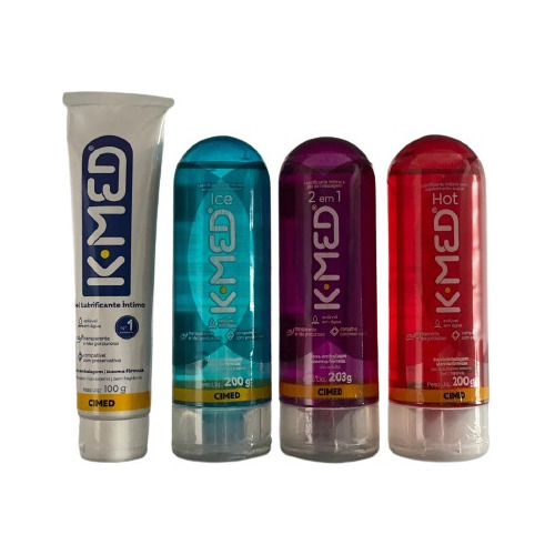 Kit Com 4 Gel Lubrificante Íntimo K-med 2 Em 1 Hot Ice Cimed