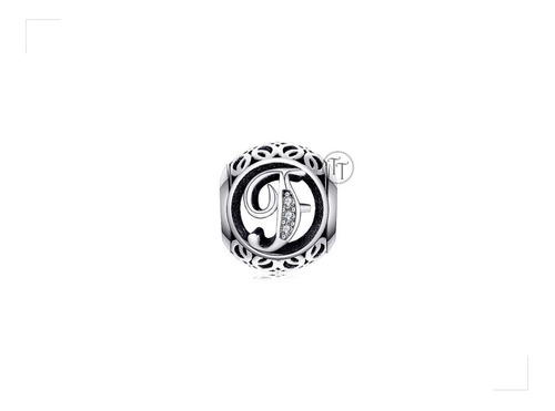 Charm Letra F En Plata Esterlina 925 Zirconia Cz