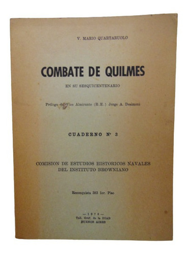 Adp Combate De Quilmes V. Mario Quartaruolo / 1976 Bs. As.