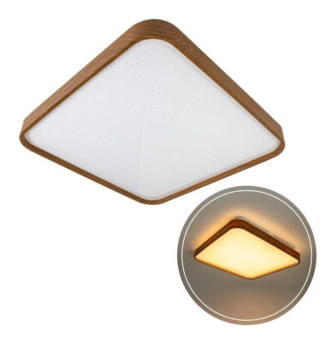 Plafon Led 24w Metal Acrílico Amadeirado Timber 40cm St1936 Cor Branco Quente 110V/220V (Bivolt)