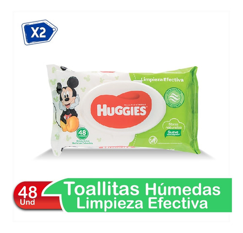 Toallitas Húmedas Huggies Limpieza Efectiva Con Tapa 48 Und