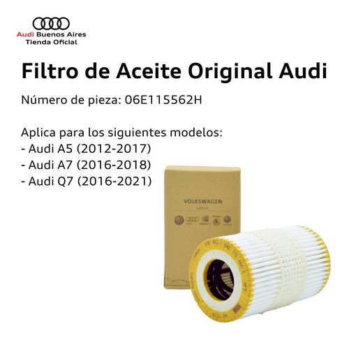 Imagen 2 de 7 de Filtro De Aceite Original Audi A6 Allroad