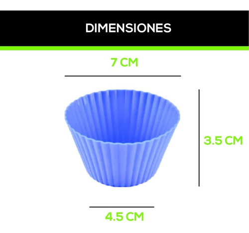 Imagen 6 de 7 de Moldes Para Cupcakes O Muffins Reutilizable Silicon 12 Pack
