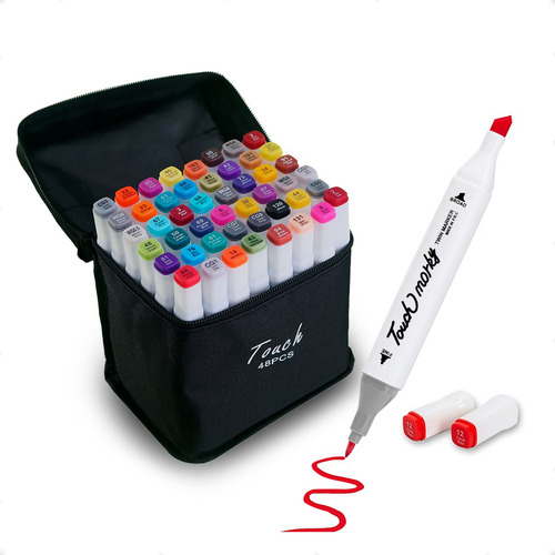 40 Canetinhas Escolar Com Ponta Dupla + Bolsa Preta Promoção