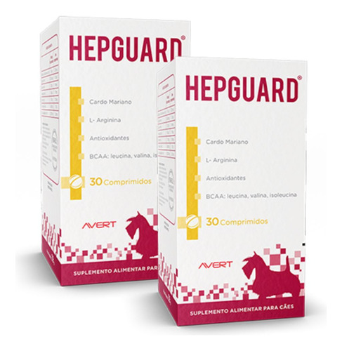 Kit 2 Hepguard Suplemento Para Cães Avert 30 Comprimidos