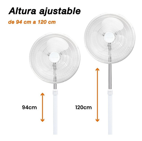 Ventilador De Pedestal | Mytek De 16 Pulgadas Modelo 3197 Color de la estructura Blanco Color de las aspas Blanco
