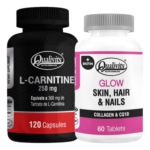 Glow Skin Hair Nails + Carnitina X 120 Cápsulas - Qualivits
