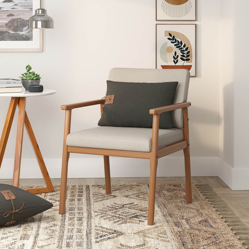 Poltrona Premium Up Com Base De Madeira Linho Várias Cores