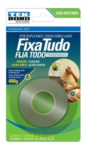 Fita Dupla Face Acrilica Int 25mm X 2m Tekbond 21121025202