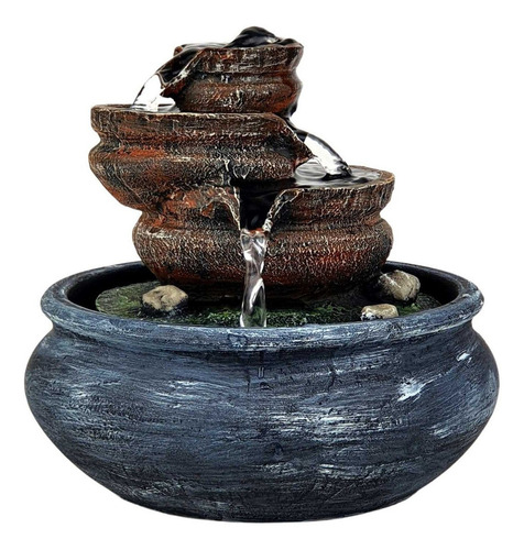 Fonte Cascata De Água Decorativa 3 Quedas Pequena Em Resina 110v/220v