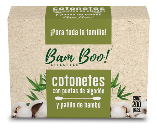 Cotonetes De Bambú Hisopos Algodón 200 Pz Bam Boo! Lifestyle