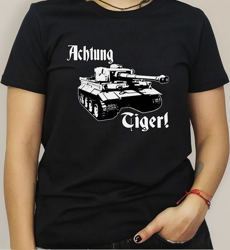Panzer Remera King Tiger En Algodon Negro