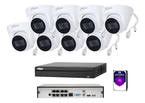 Kit 8 Cámaras Ip 1080p 2tb Purple Poe Nvr Micrófono Dahua