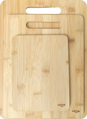 Imagen 3 de 10 de Juego Set 3 Tablas Para Picar Madera Bambu Comida Alimentos