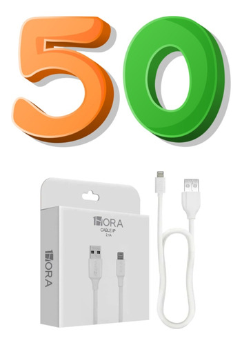 Kit 50 Piezas Cable Usb Ip 2.1a 1 Metro 1hora Cab238