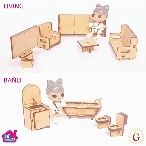 Casa Casita De Muñecas Lol En Fibro Fácil Con 36 Muebles
