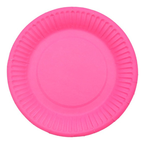 Plato Rosa Fluo Polipapel Cumpleaños X10 Color Rosa Chicle