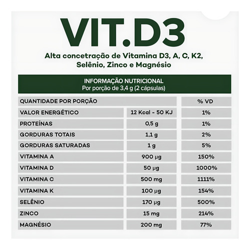 Vitamina D Vit.d3 Immune System - Bothanica Mineral Sabor Sem Sabor
