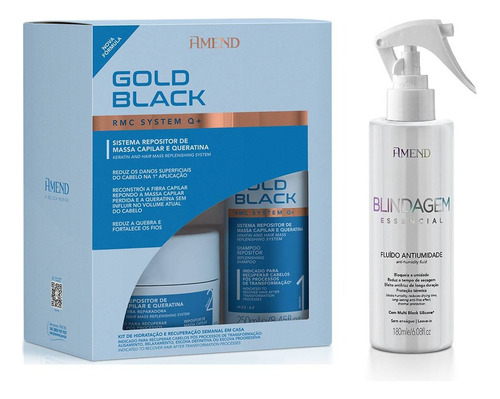 Kit Amend Gold Black Rmc + Fluido Blindagem Essencial 180ml