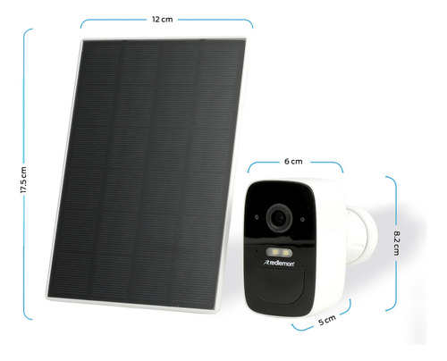 Camara de Seguridad Exterior Batería Recargable con Panel Solar, Compatible con Tuya para Monitoreo Remoto, Visión Nocturna, Sensor de Movimiento
