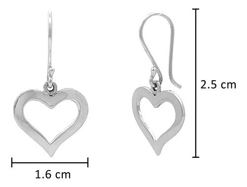 Aretes Largos De Plata .925 Corazón Colgante Mujer Agálea