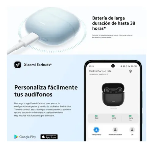 Audifonos Xiaomi Redmi Buds 6 Lite Audio Premium Negro